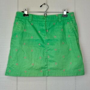 L.L.Bean Green Mini Skirt Pink Embroidered Starfish Coastal Nautical Beach 10P
